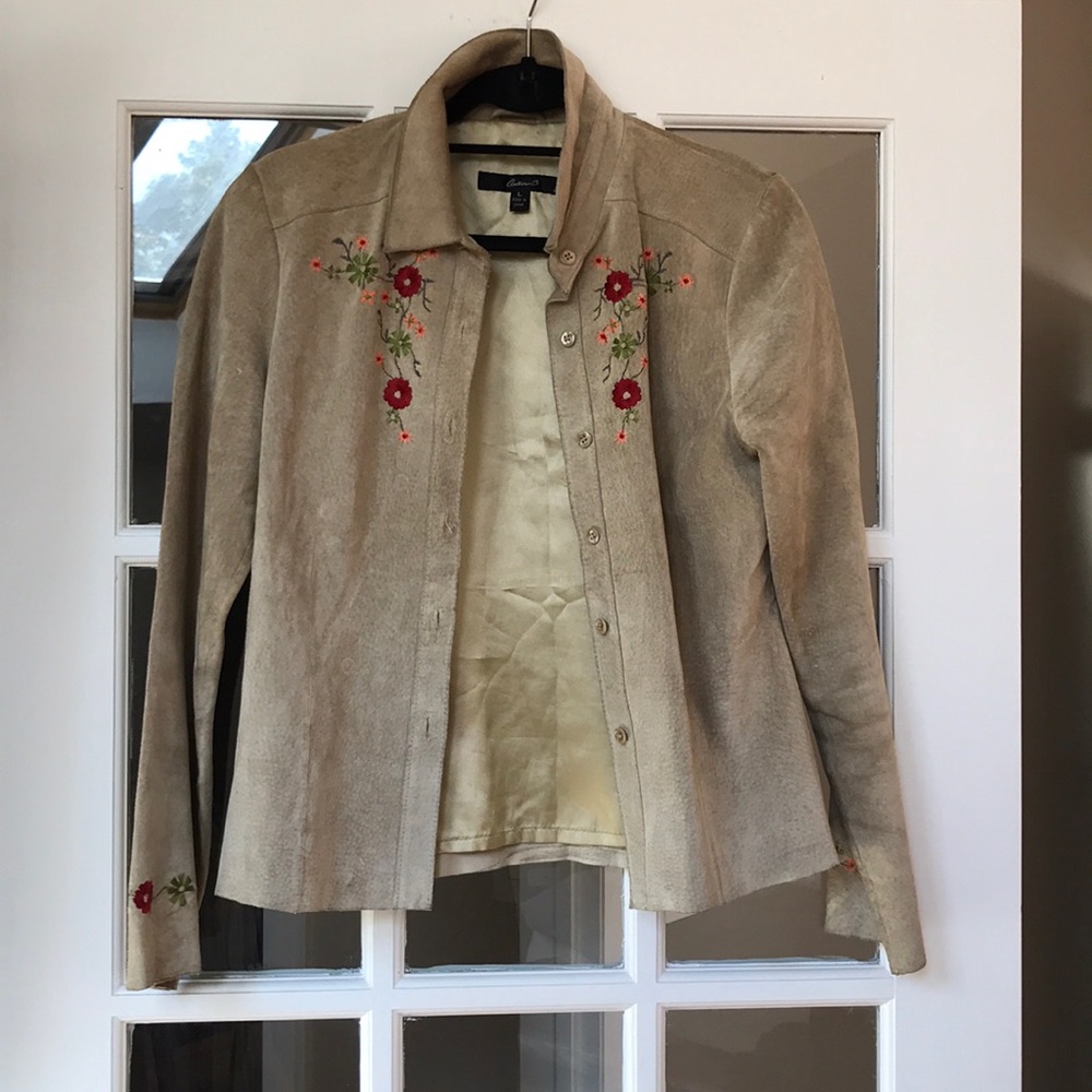 Embroidered Suede shirt